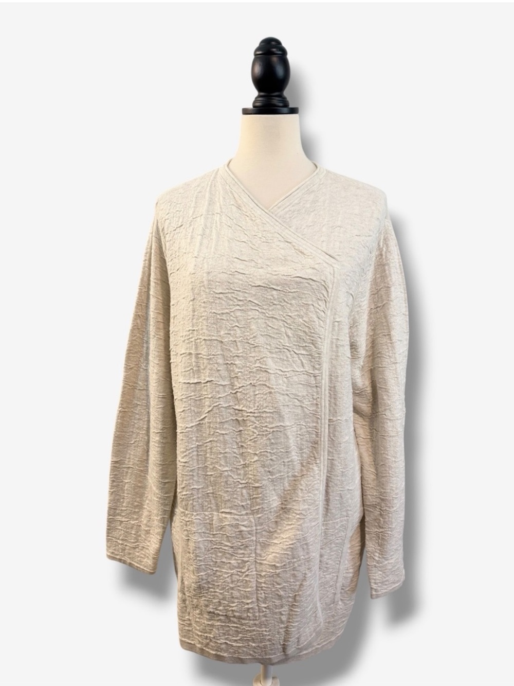 Pure J. Jill Cream Wrap Cardigan LP Textured Cotton Knit Lagenlook Minimalist